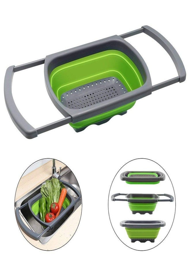 HEBEZON Food and Vegetable Washing Strainer Basket for Wash Basin Silicone Collapsible Vegetable/Fruit Colander Folding Strainer with Extendable Handles for Kitchen, Sink Drain Storage Basket - Image 5
